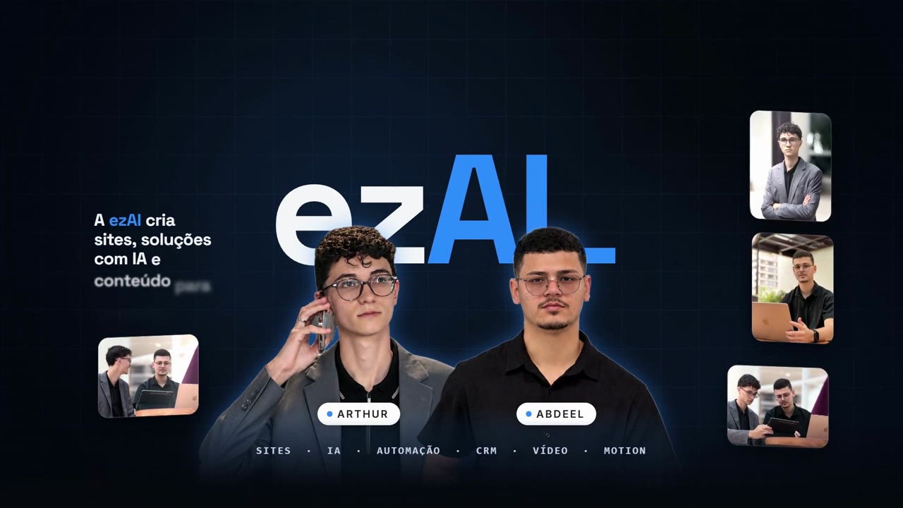 Quadro de abertura do vídeo de apresentação da ezAI, em motion design